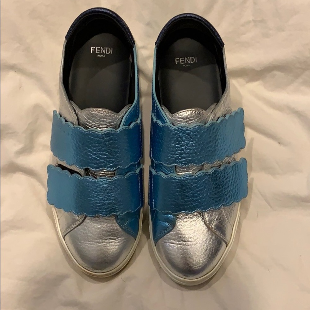 Fendi silver and blue sneakers